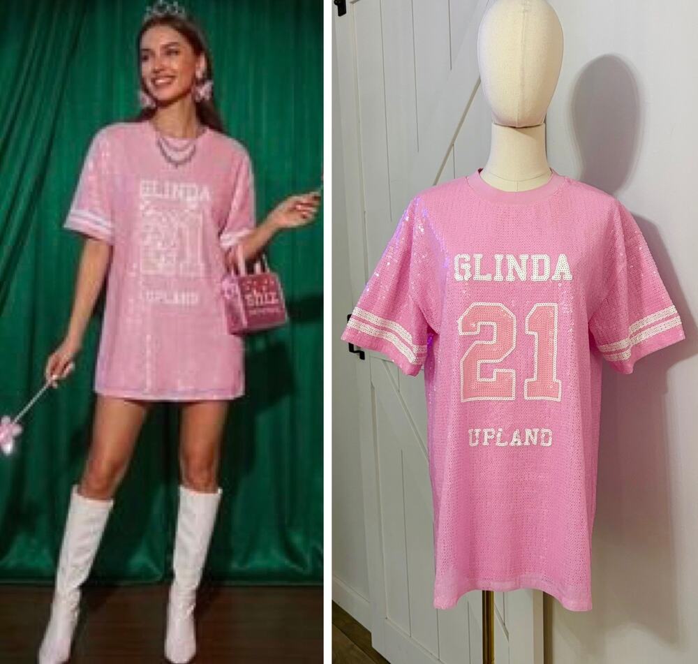Forever 21 X Wicked Size S Glinda Upland Pink Sequined Mini Jersey Dress